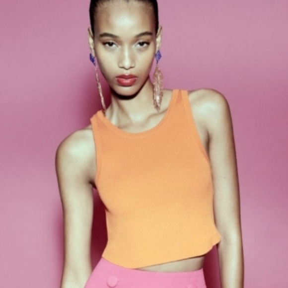 Zara Orange Knit Crop Top XL - Picture 3 of 7